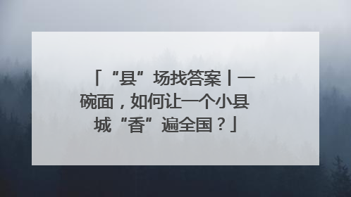 “县”场找答案丨一碗面，如何让一个小县城“香”遍全国？