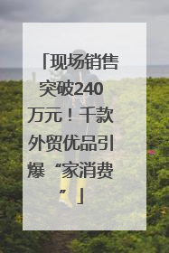 现场销售突破240万元！千款外贸优品引爆“家消费”