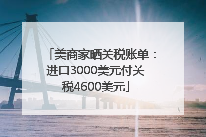 美商家晒关税账单：进口3000美元付关税4600美元