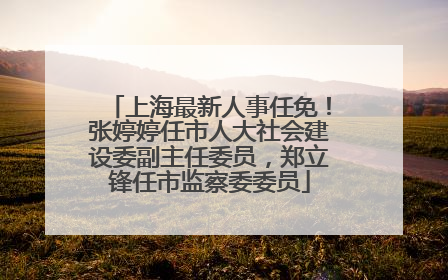 上海最新人事任免！张婷婷任市人大社会建设委副主任委员，郑立锋任市监察委委员