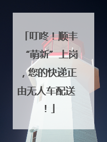 叮咚！顺丰“萌新”上岗，您的快递正由无人车配送！