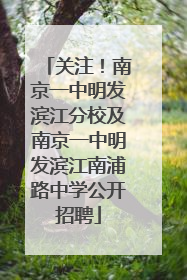 关注！南京一中明发滨江分校及南京一中明发滨江南浦路中学公开招聘