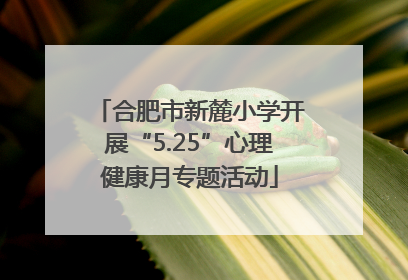 合肥市新麓小学开展“5.25”心理健康月专题活动