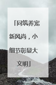 同筑养宠新风尚，小细节彰显大文明