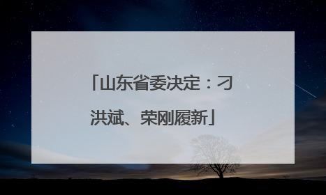 山东省委决定：刁洪斌、荣刚履新