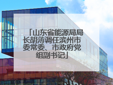 山东省能源局局长胡薄调任滨州市委常委、市政府党组副书记