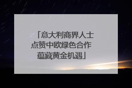 意大利商界人士点赞中欧绿色合作蕴藏黄金机遇