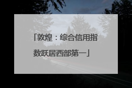 敦煌：综合信用指数跃居西部第一