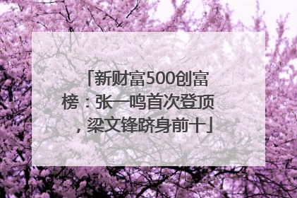 新财富500创富榜：张一鸣首次登顶，梁文锋跻身前十