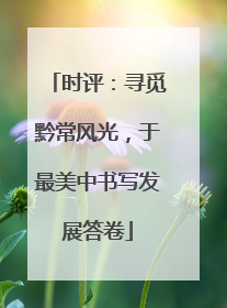 时评：寻觅黔常风光，于最美中书写发展答卷