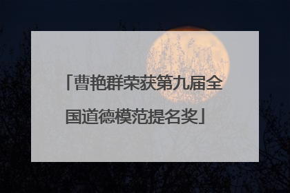 曹艳群荣获第九届全国道德模范提名奖