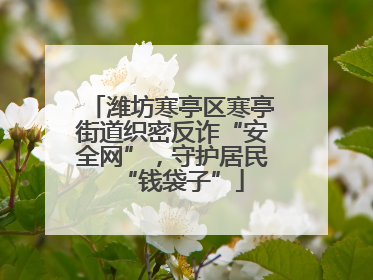 潍坊寒亭区寒亭街道织密反诈“安全网”，守护居民“钱袋子”