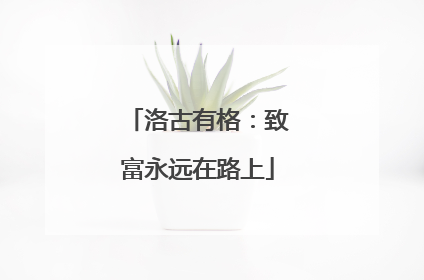 洛古有格：致富永远在路上