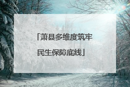 萧县多维度筑牢民生保障底线