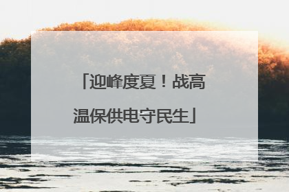 迎峰度夏！战高温保供电守民生