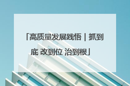 高质量发展践悟｜抓到底 改到位 治到根