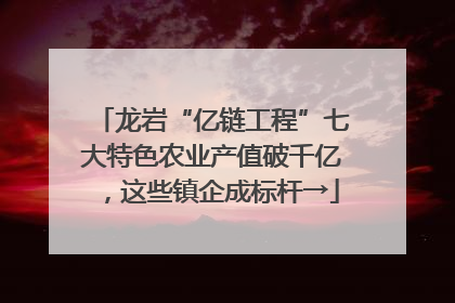 龙岩“亿链工程”七大特色农业产值破千亿，这些镇企成标杆→