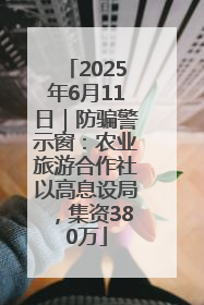 2025年6月11日｜防骗警示窗：农业旅游合作社以高息设局，集资380万