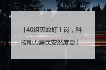 40组灭蚊灯上岗，科技助力居民安然度夏