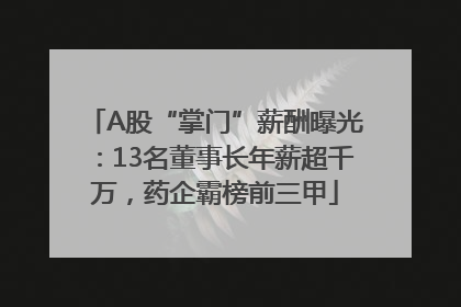 A股“掌门”薪酬曝光：13名董事长年薪超千万，药企霸榜前三甲